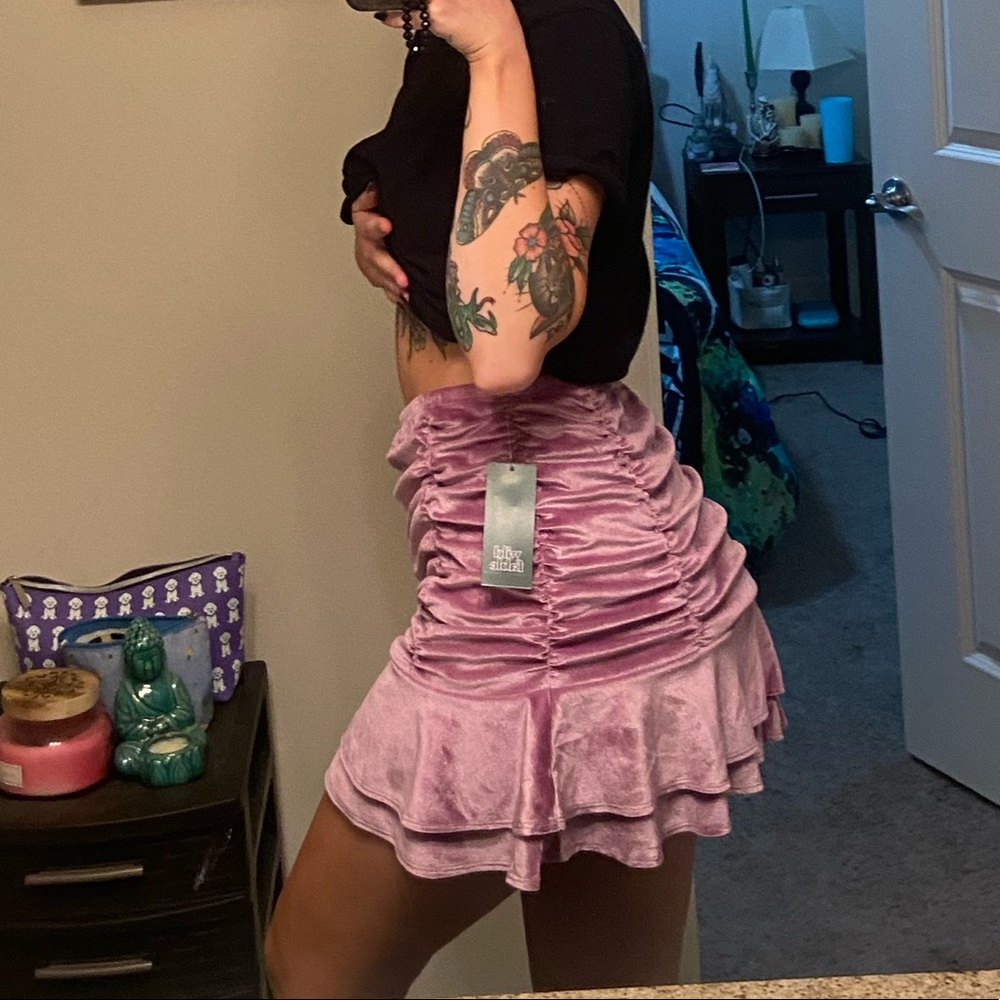 NWT Wild Fable Ruched Purple Velvet Skirt!